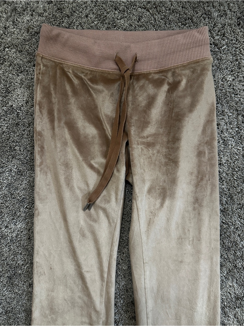 #161 aerie girls Taupe Ribbed-Waist Cozy Fleece Joggers
